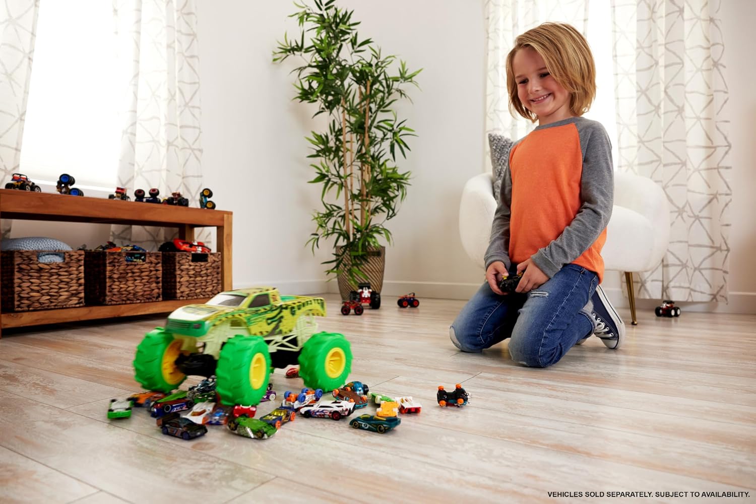 Monster Trucks RC Toy, Remote-Control 1:15 Scale, Glows in The Dark A49026