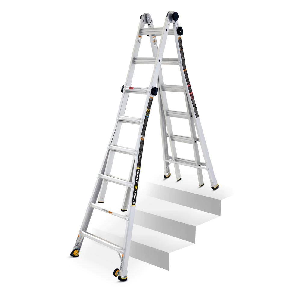 26 ft. Aluminum Multi-Position Ladder with Wheels, 375 lb. Load Capacity Z1942