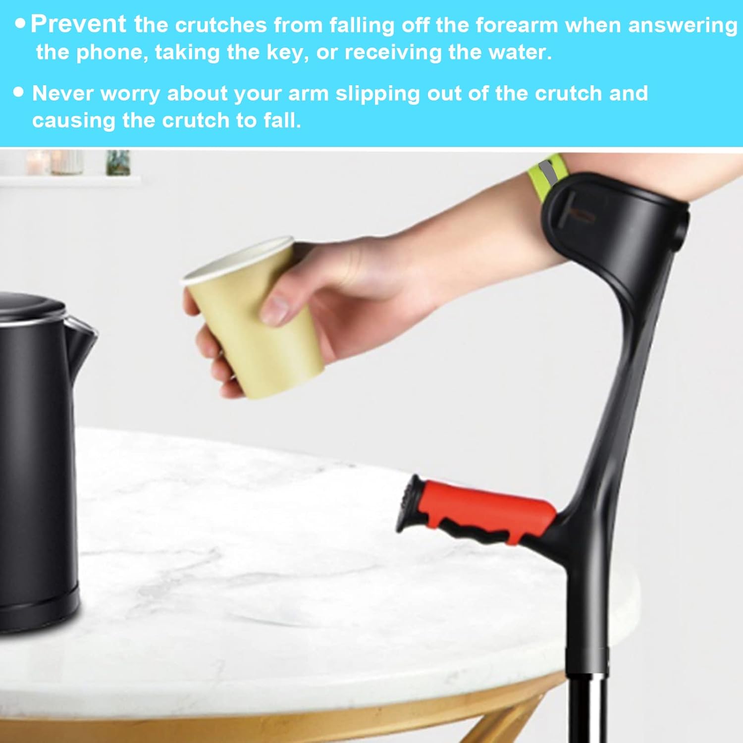 Forearm Crutches Pair with Comfortable Grip, Lightweight Adjustable Non-Slip G32477