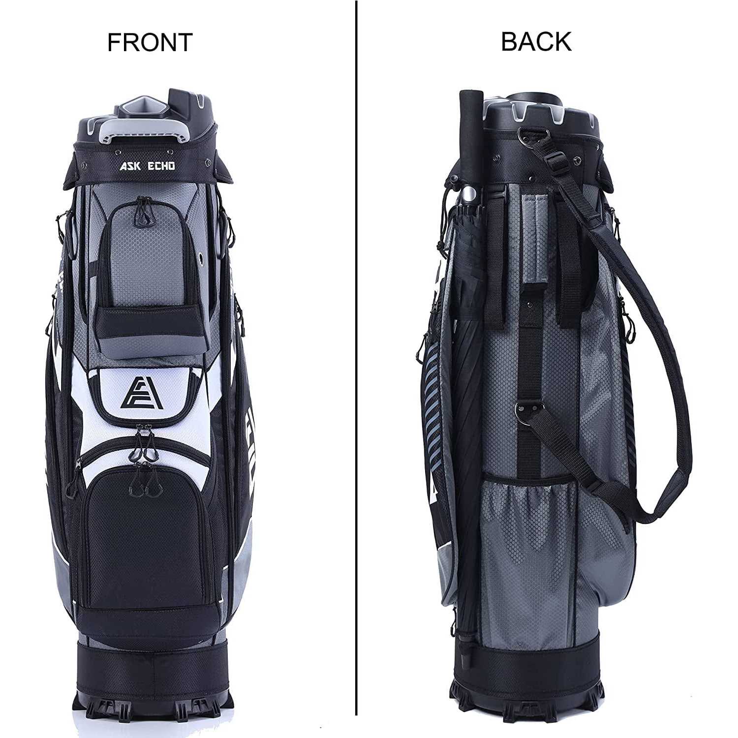 Golf Cart Bag with 14 Way Organizer Divider Top and Rain Cover K8996