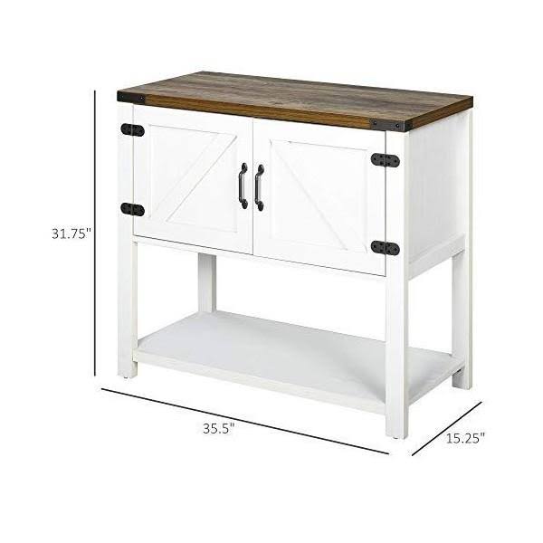 2-Door Freestanding Storage Cabinet with Bottom Shelf, White A85495