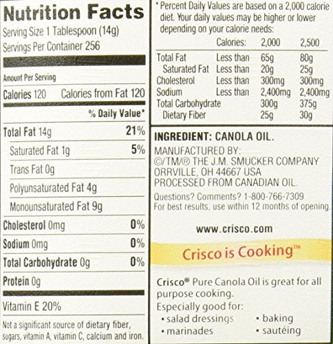 Pure Canola Oil, 40 Fluid Ounce (Pack of 2) N25382