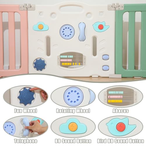 Foldable Baby Play Pen with Extra Large Panels - Grey Q80617