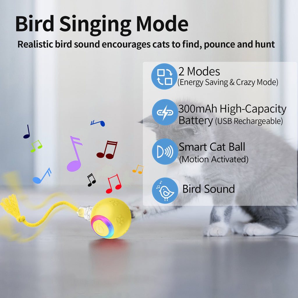 Interactive Cat Toy with Motion-Activated Rolling Ball and Chirping Sounds Z41559