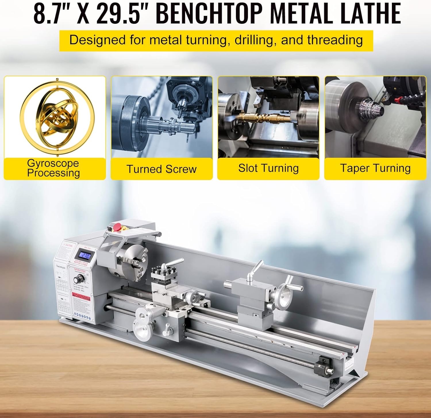 Metal Lathe 8.7 x 29.5 Inch, 750W Variable Speed Mini Lathe K522