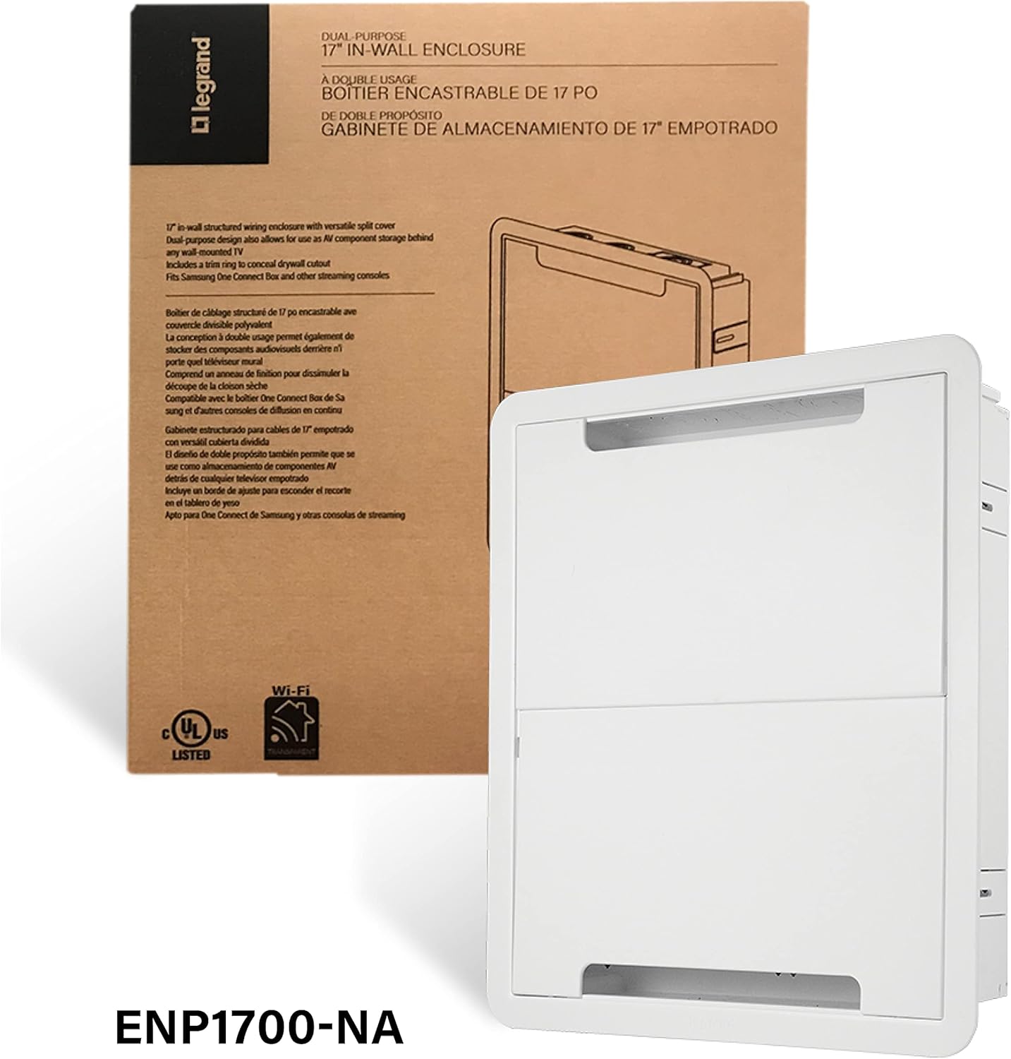 Cable Management Enclosure, 17-Inch Recessed Wall Box, White K143612