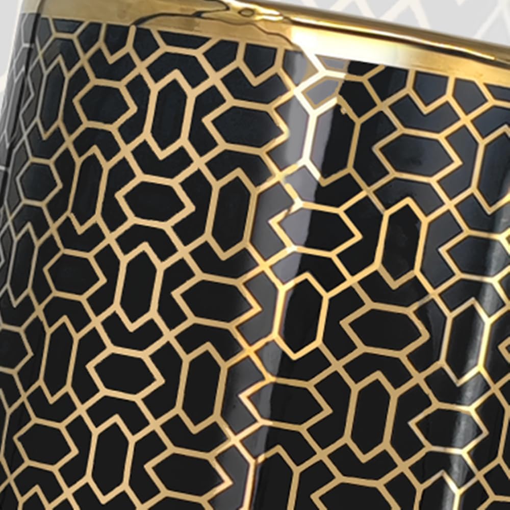 Ceramic Umbrella Stand for Entryway, 18" High, Black Gold X9681