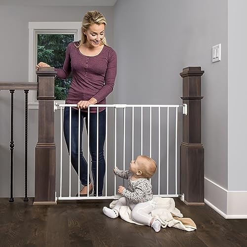 Extra Wide Retractable Baby Gate for Stairway and Hallway, White G3986