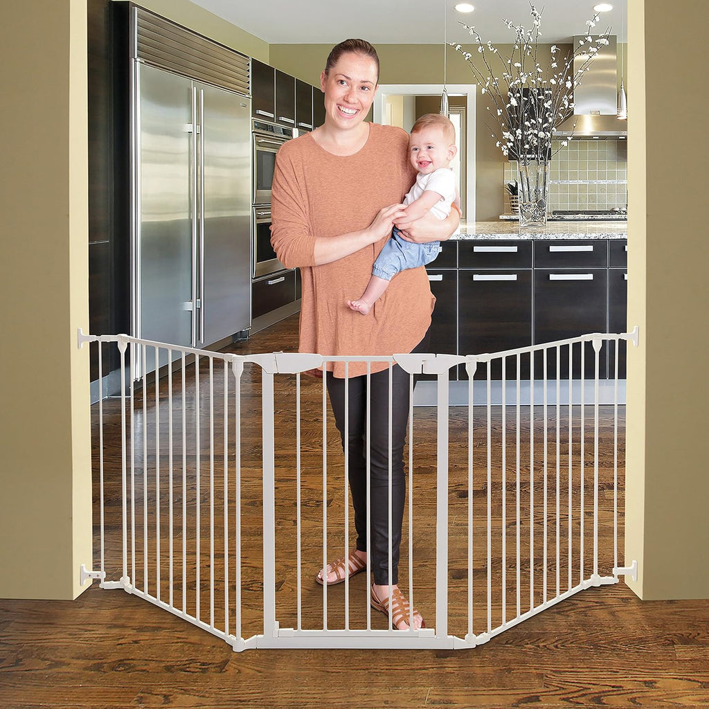 Baby Gate for Stairs, Straight Angled or Irregular Openings (White) G4922