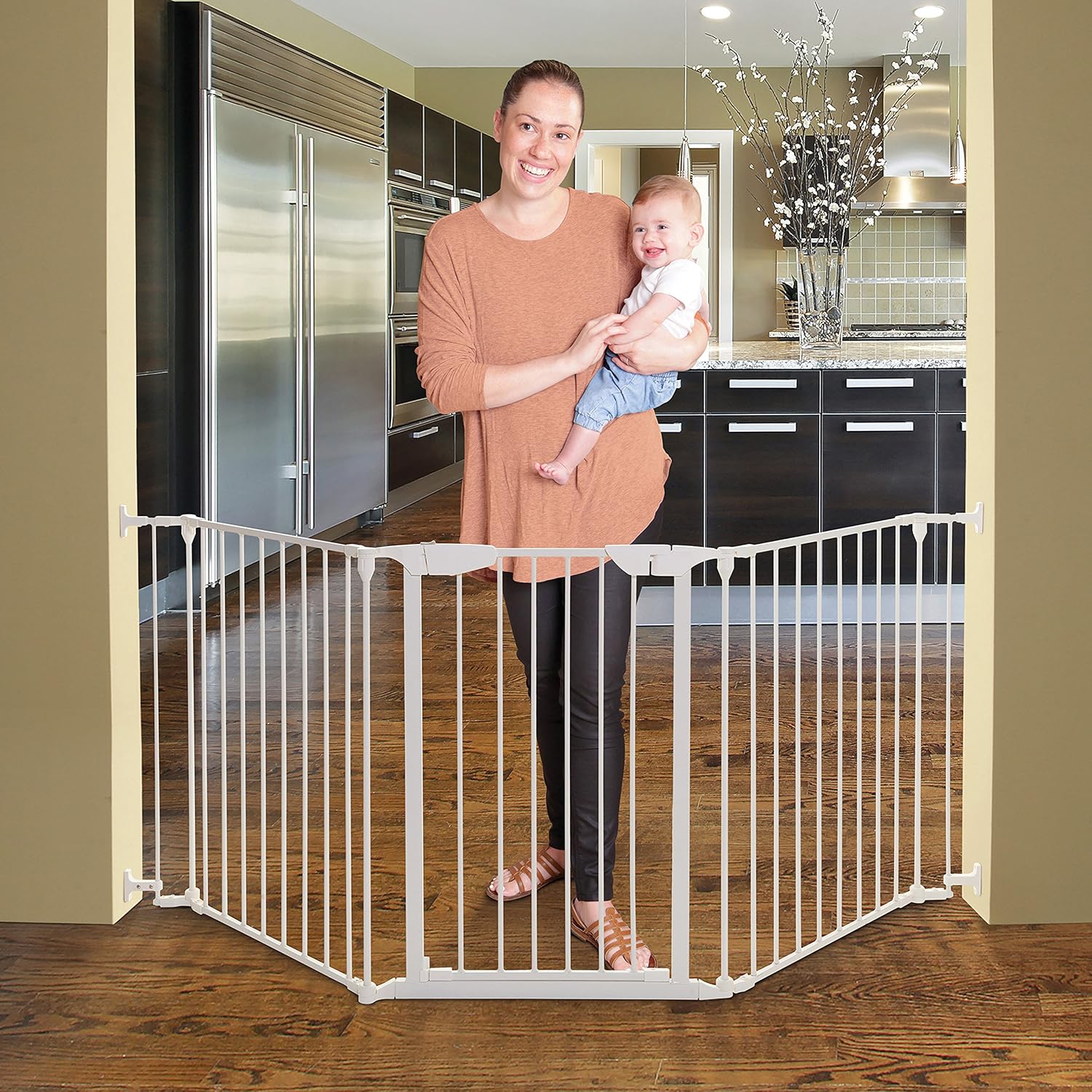 Baby Gate for Stairs, Straight Angled or Irregular Openings (White) G4922
