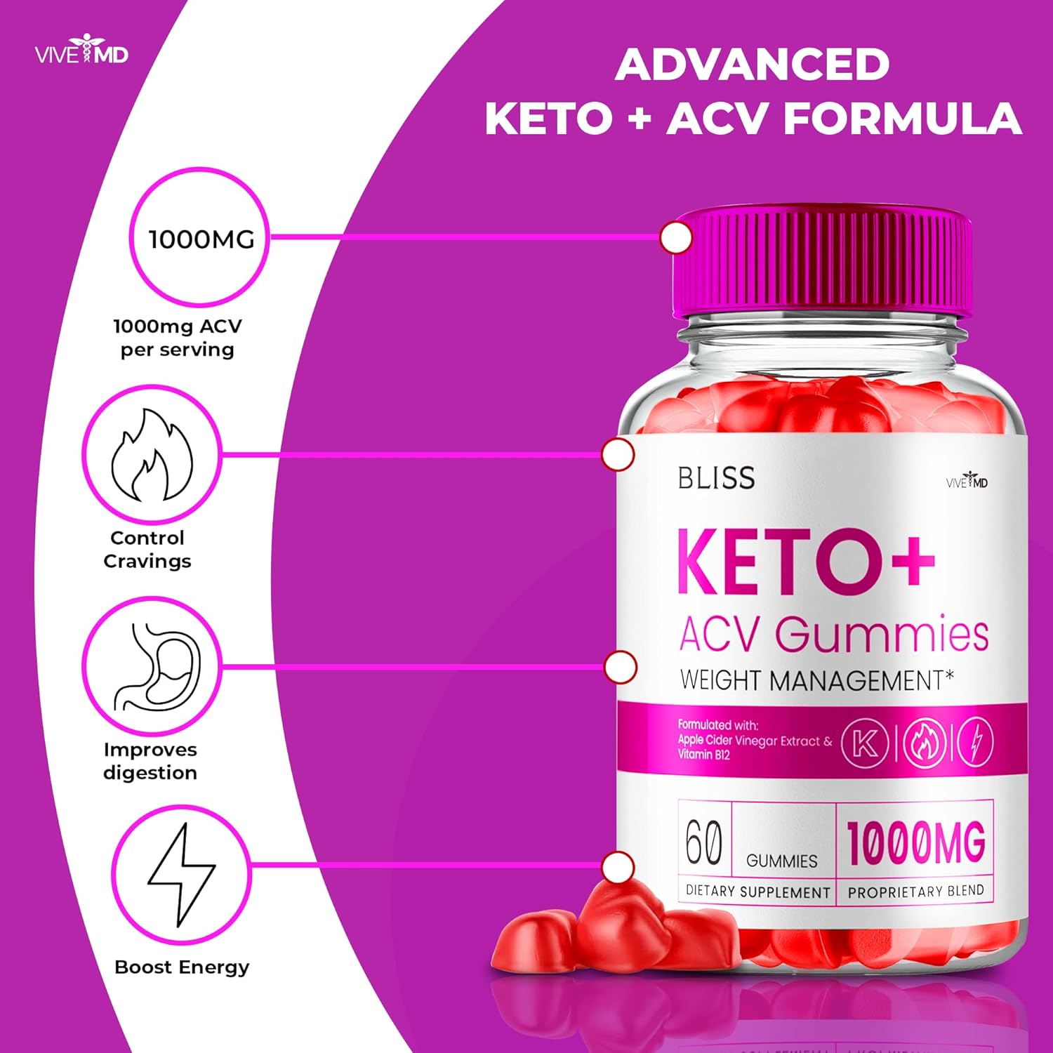 Keto ACV Gummies with Apple Cider Vinegar and Vitamin B12 V256