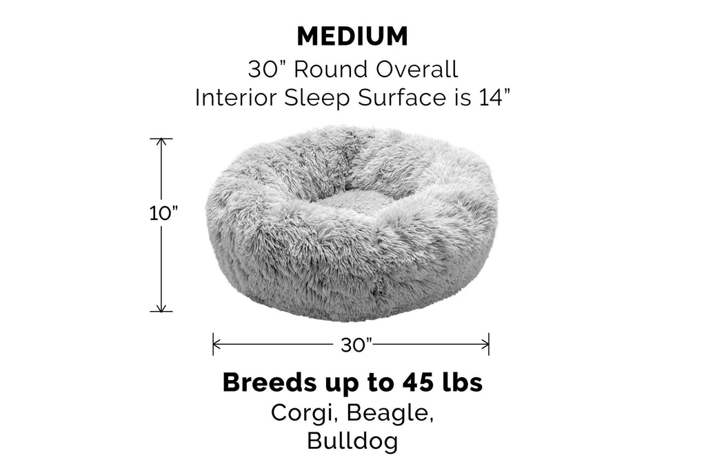 Calming Cuddler Long Fur Donut Dog Bed - Large, Mist Gray F87846