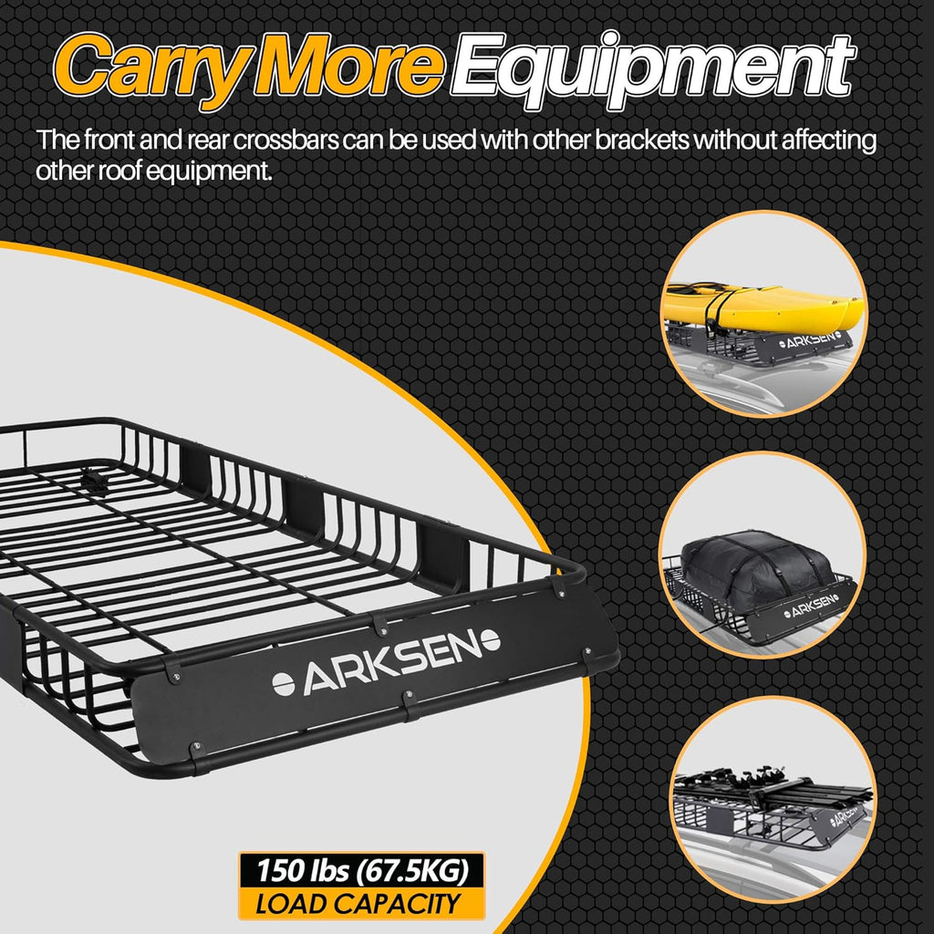 84 Inch Roof Rack Cargo Basket with Soft-Shell Waterproof Roof Bag for SUV, Trucks, Cars K802371