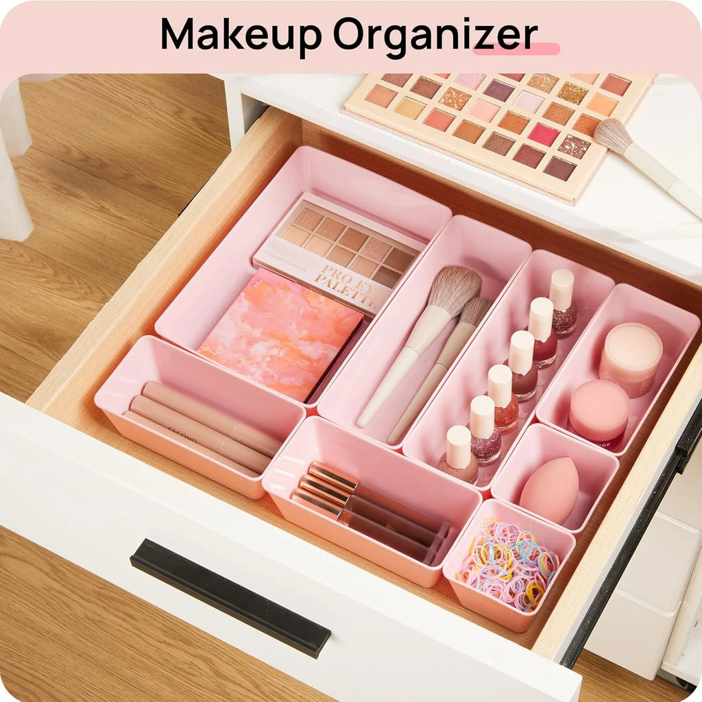 Desk Drawer Organizer Set, 25 Pieces Plastic Storage Trays J5302