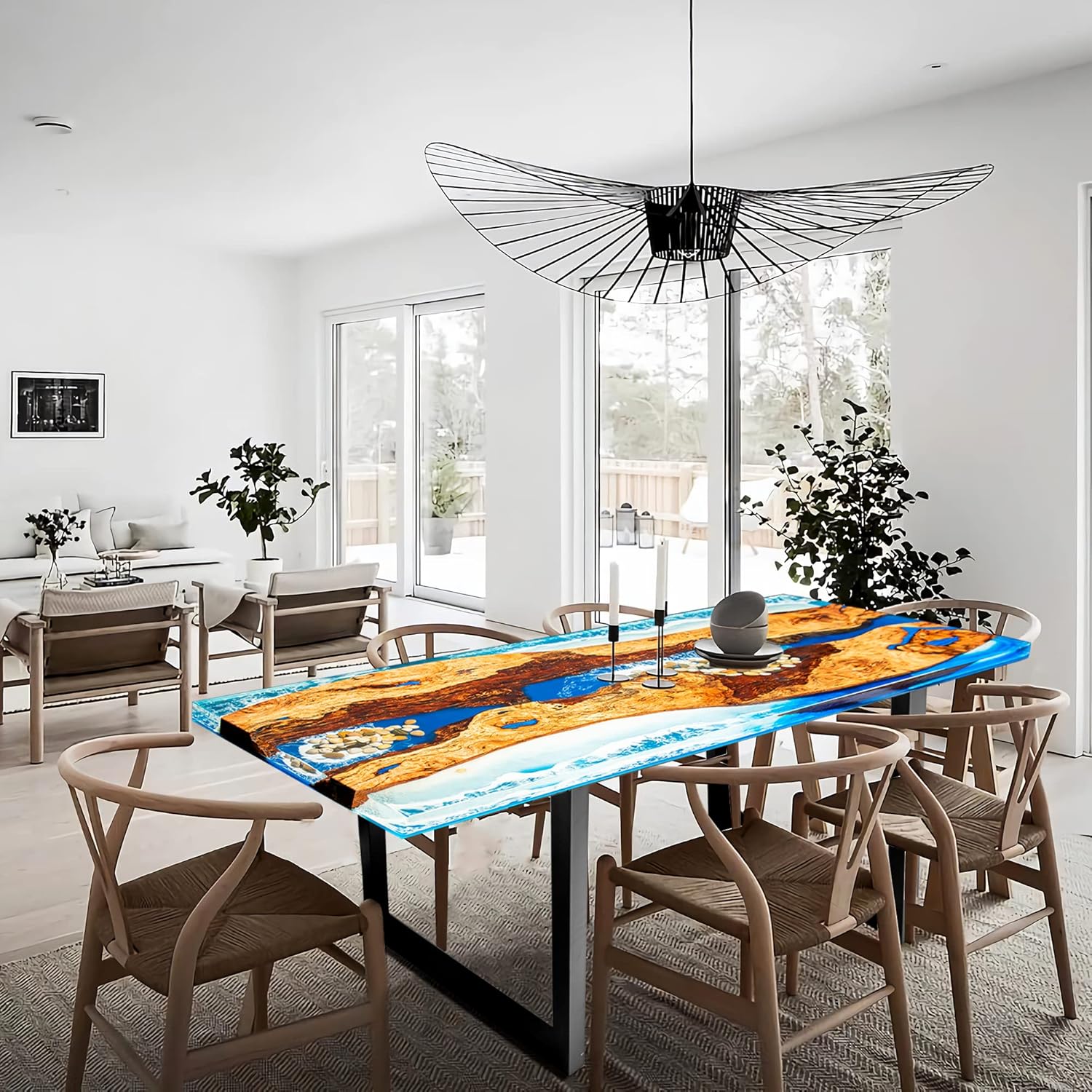 Epoxy Resin River Table for Home Office Dining H441