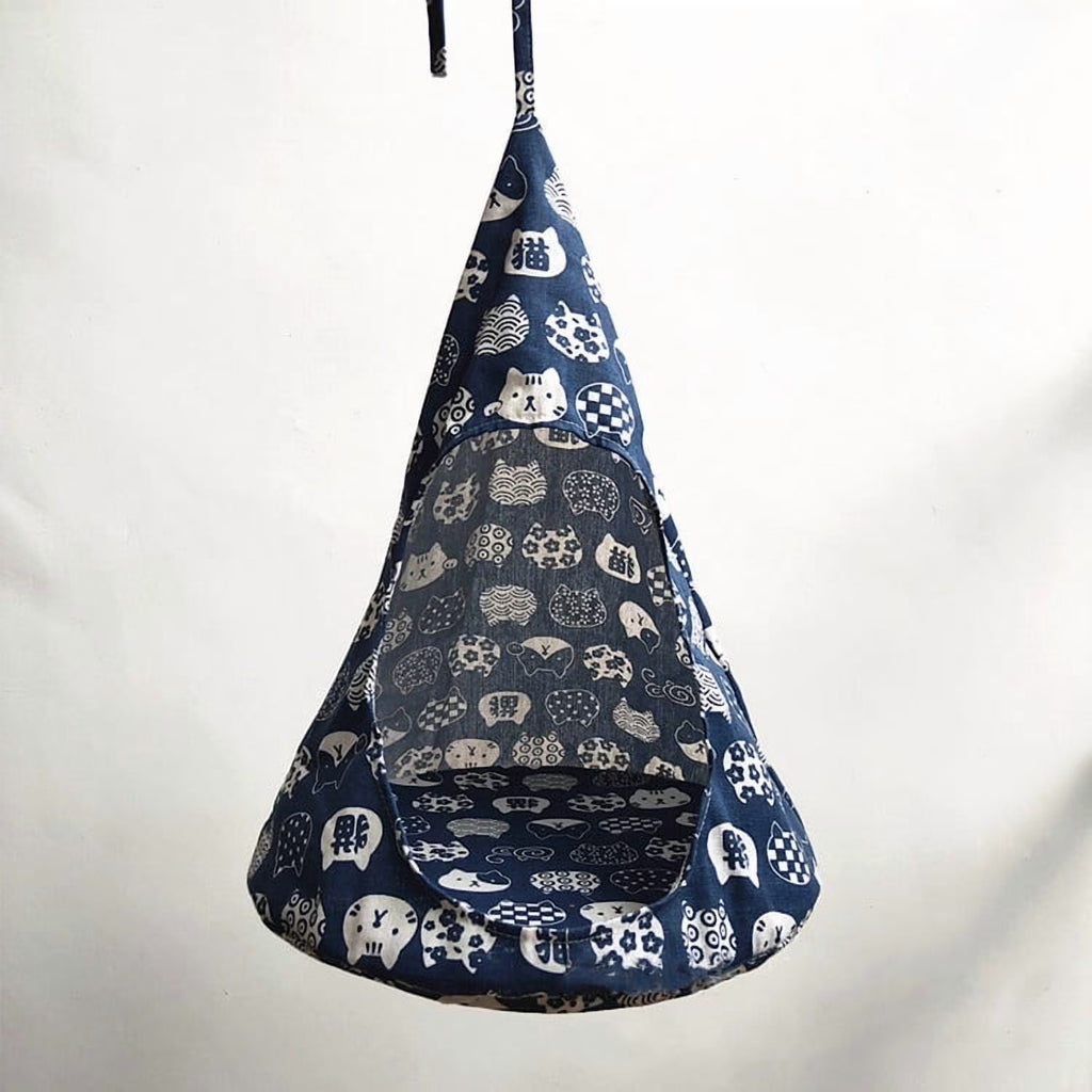 Breathable Cat Hammock Bed Comfortable Hanging Pet Hammock Bed Swing for Cats Small Dogs Rabbits, Blue cat Head