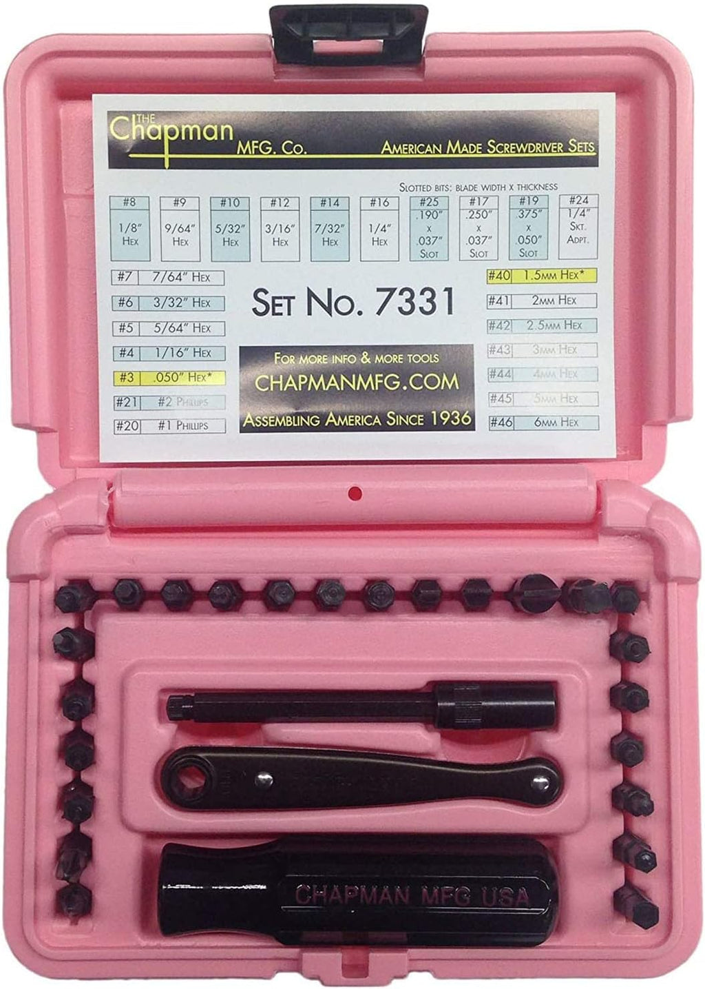 24-Piece Screwdriver Set with Phillips, Hex & Flathead Bits, Mini Ratchet, Yellow Case B528