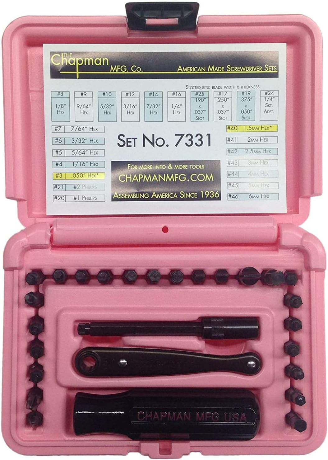 24-Piece Screwdriver Set with Phillips, Hex & Flathead Bits, Mini Ratchet, Yellow Case B528