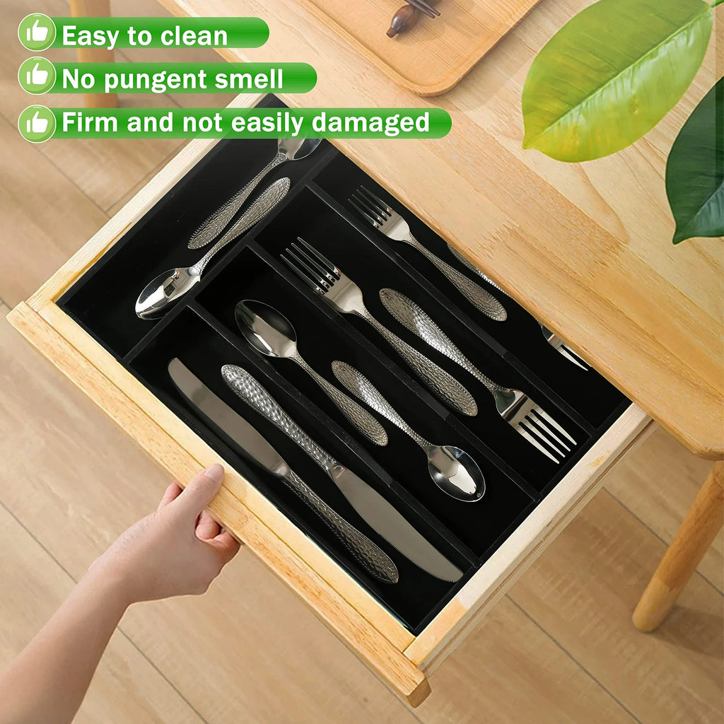 Bamboo Utensil Tray for Silverware, 5-Section Cutlery Holder D20556
