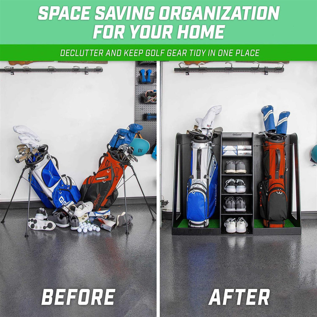 Wooden Golf Bag Organizer and Storage Rack K9323