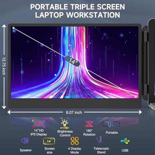 Portable Laptop Monitor 14'' 1080P FHD IPS Plug and Play V5814