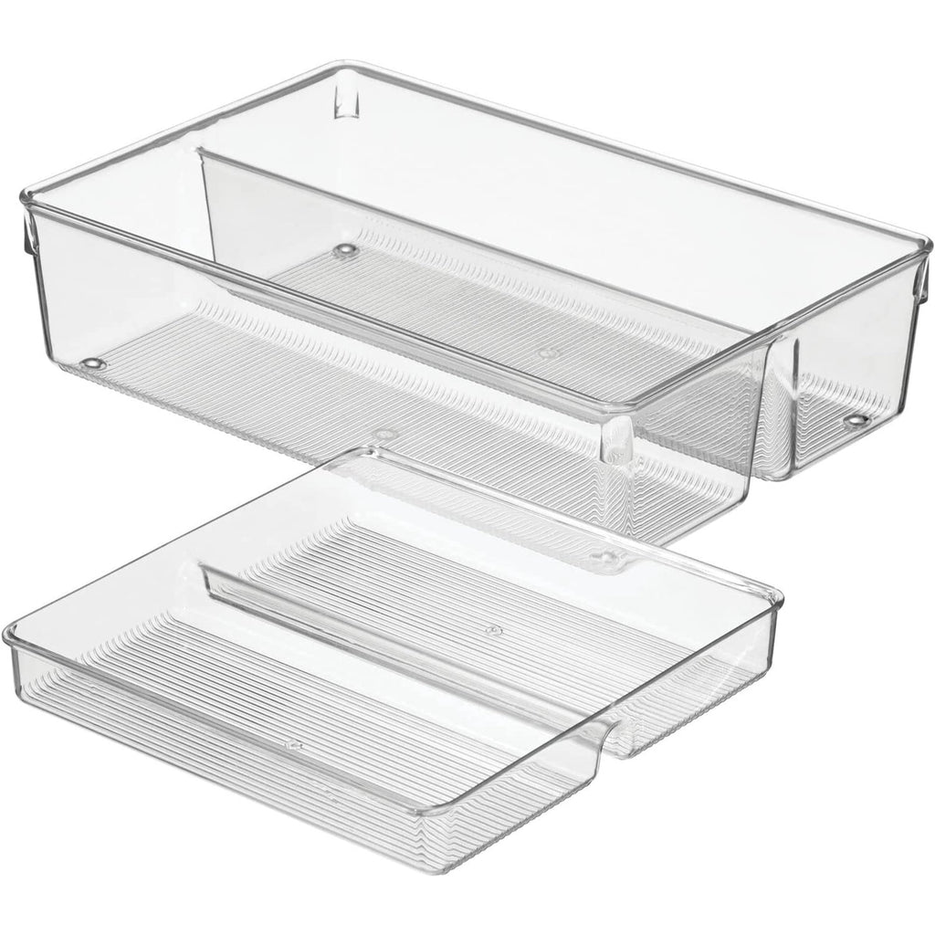 Stackable Kitchen Drawer Organizer with 2-Tier Tray I653