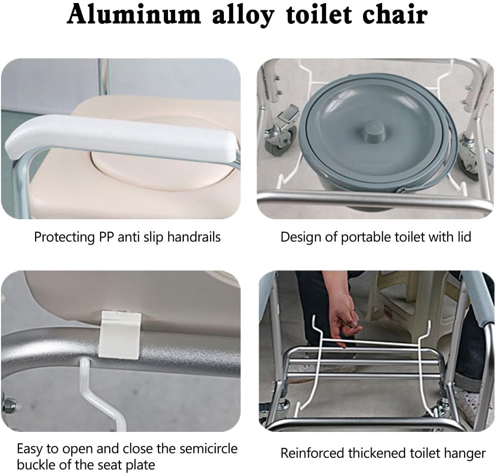 Multifunction Wheeled Mobile Toilet Commode Shower Chair for Elderly L187782