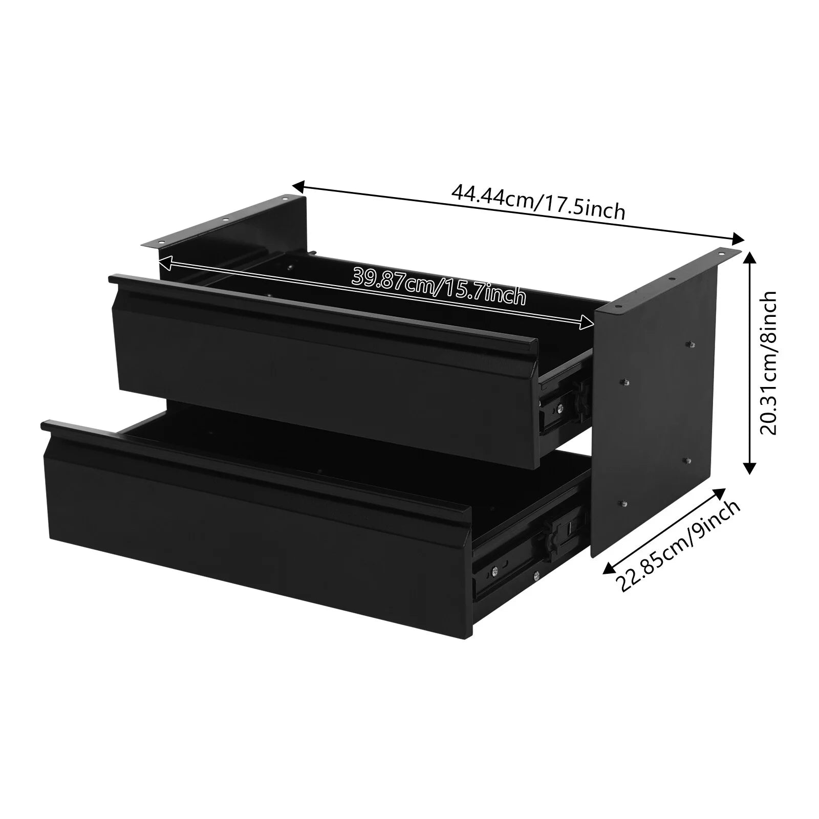 Under Desk Sliding Drawer Organizer, Black Steel Pull-Out Storage Tray F149