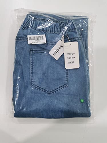 Men's Elastic Waist Jeans Relaxed Fit with Zipper Z346053