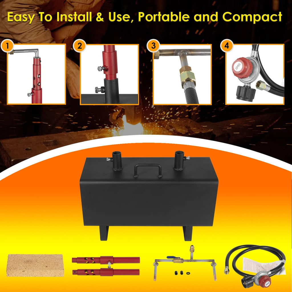 Propane Gas Forge Portable Double Burner Blacksmithing Forge C205000