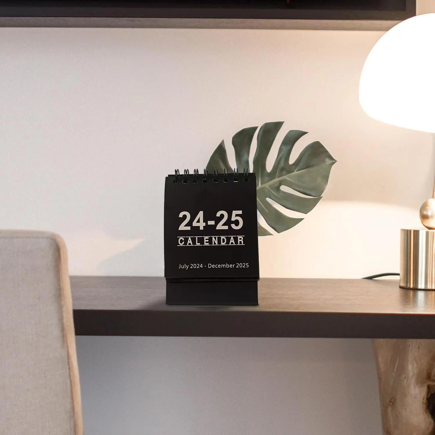 Mini Desk Stand Calendar 2024-2025, Spiral Monthly Flip, Black G356