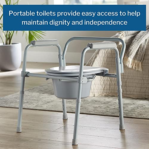 Folding Commode Chair with Bucket, 350 lbs Capacity M430