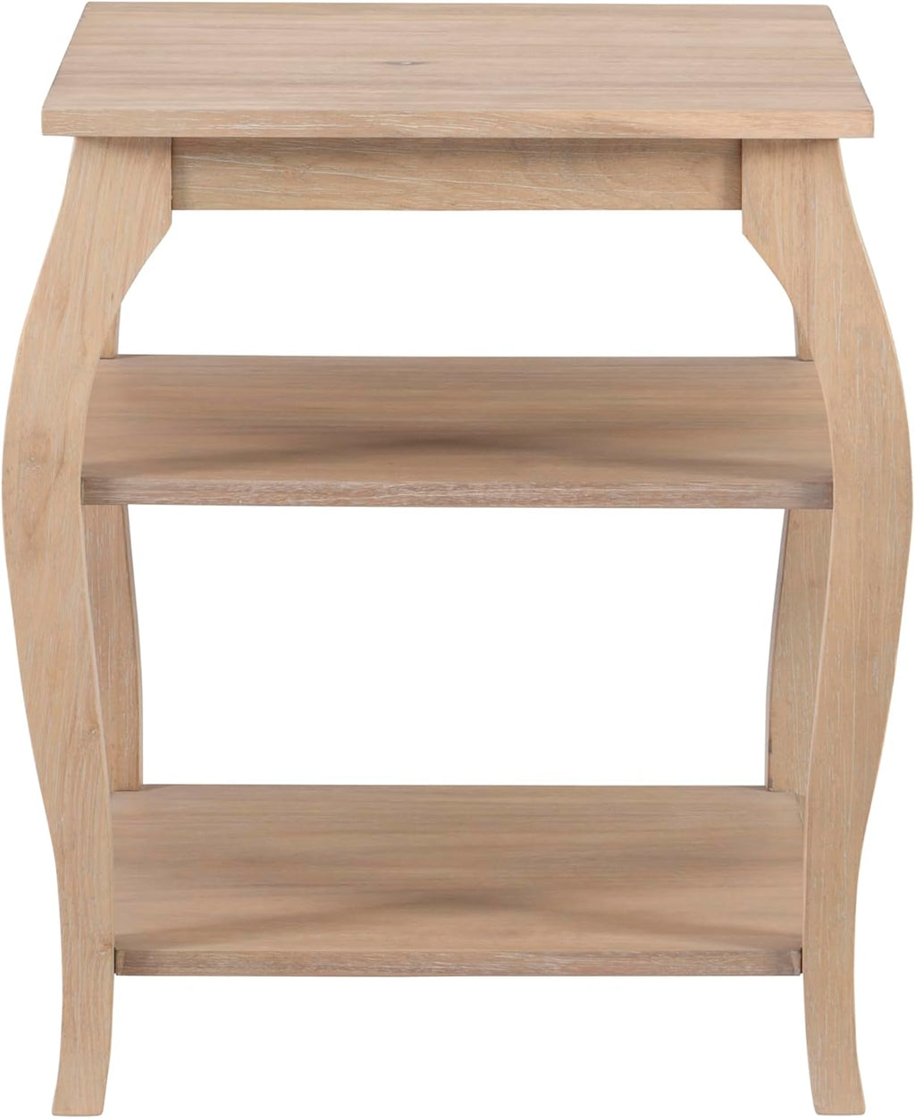 Wooden Side Table with Curved Legs and Two Display Shelves F680