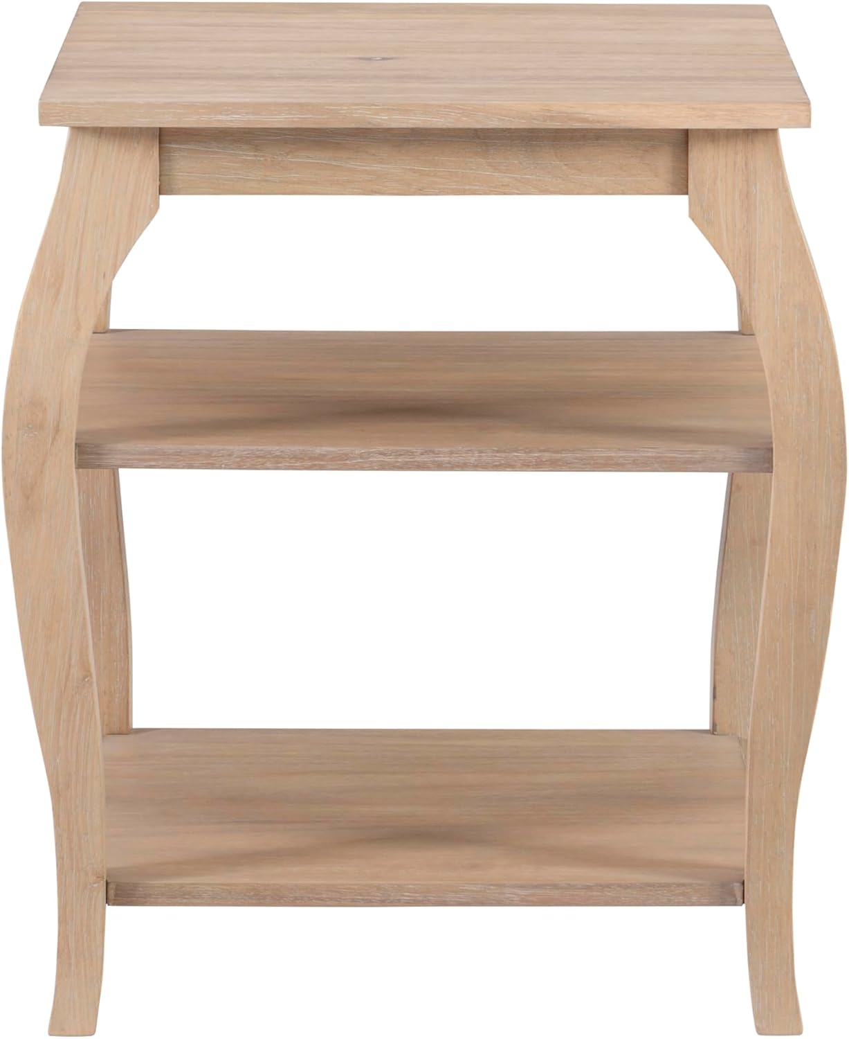 Wooden Side Table with Curved Legs and Two Display Shelves F680