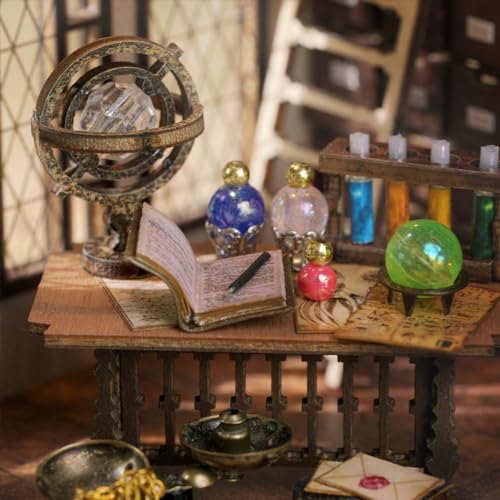 DIY Dollhouse Miniature Wooden Furniture Kit with Dust Proof Cover and Music Box Y781852