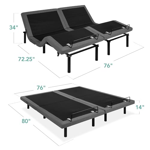 Ergonomic Twin XL Adjustable Bed with Wireless Remote, Massage, USB Ports Y801