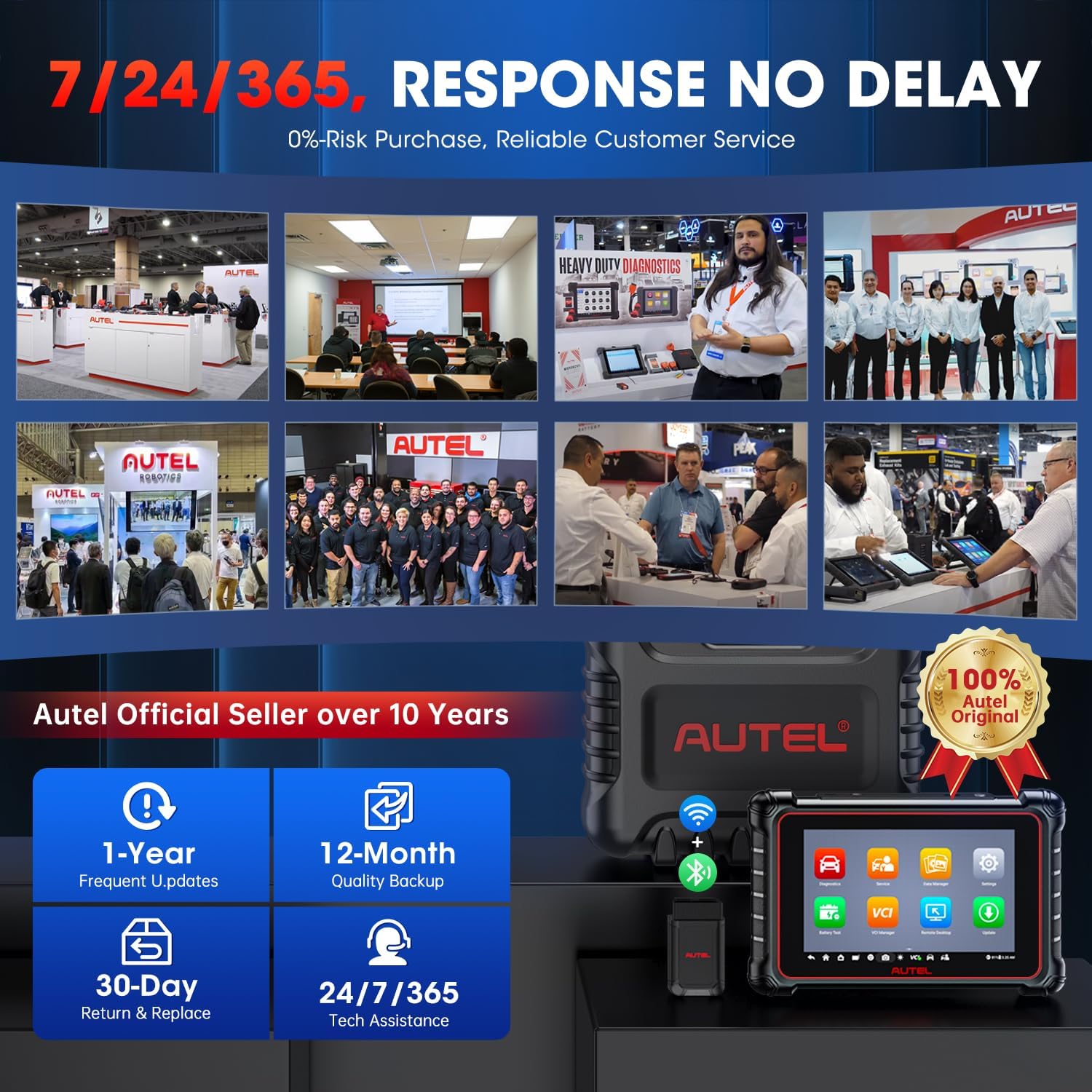 Autel Scanner MaxiCOM MK900-BT: 2024 BT Ver. of MK900 MX900, 8in Up of MK808S MK808BT PRO MX808S MK808Z MS906, 3K+ Bidirectional Tool as MP900BT 40+ Reset, CANFD DoIP, Pre Post Scan, FCA, 11OS U40199