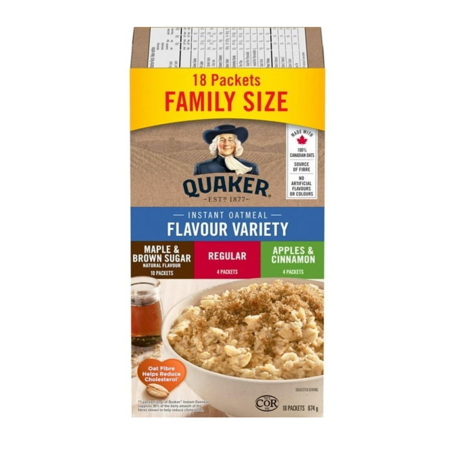 Instant Oatmeal Variety Pack, Maple & Brown Sugar and Apples & Cinnamon, 18 Count R5957