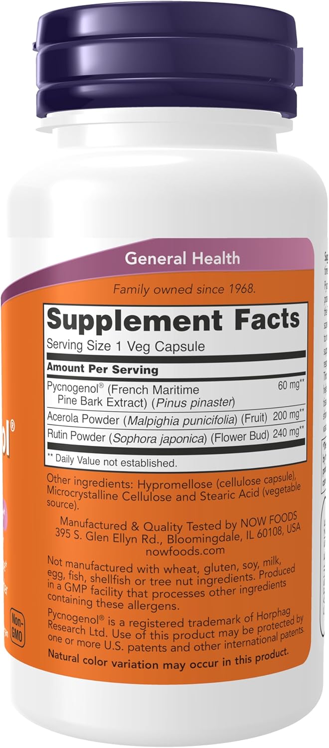 Pycnogenol 60 mg with Acerola & Rutin, 50 Veg Capsules M6043