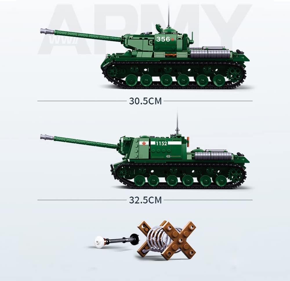 Heavy Tank Building Block Set with 3 Soldier Figures, 845 Pieces G4545