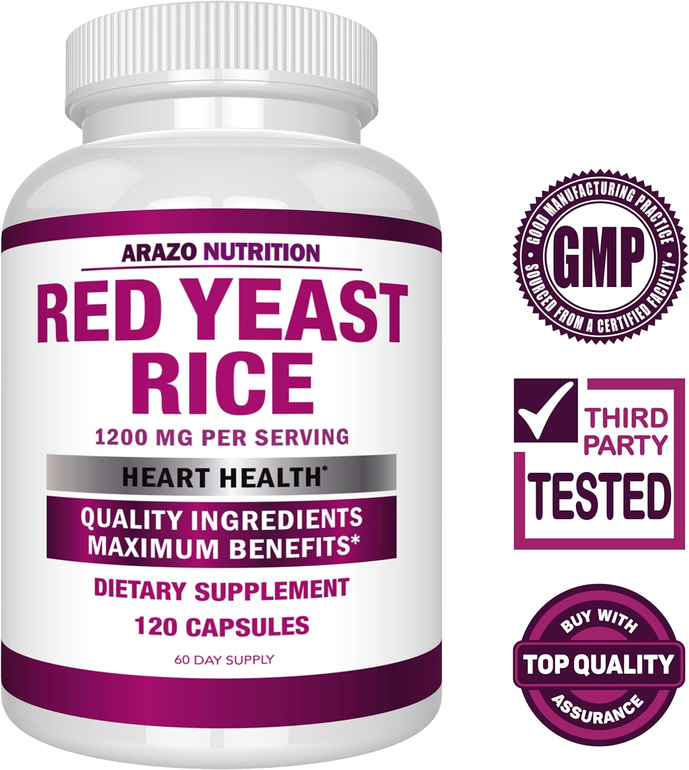 Red Yeast Rice Extract 1200 mg Supplement, 120 Capsules Z416068