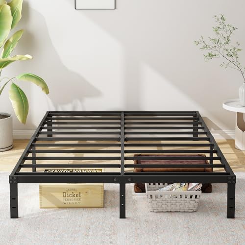 Metal Bed Frame, Heavy Duty Steel Slat, No Box Spring Needed, Black N3340