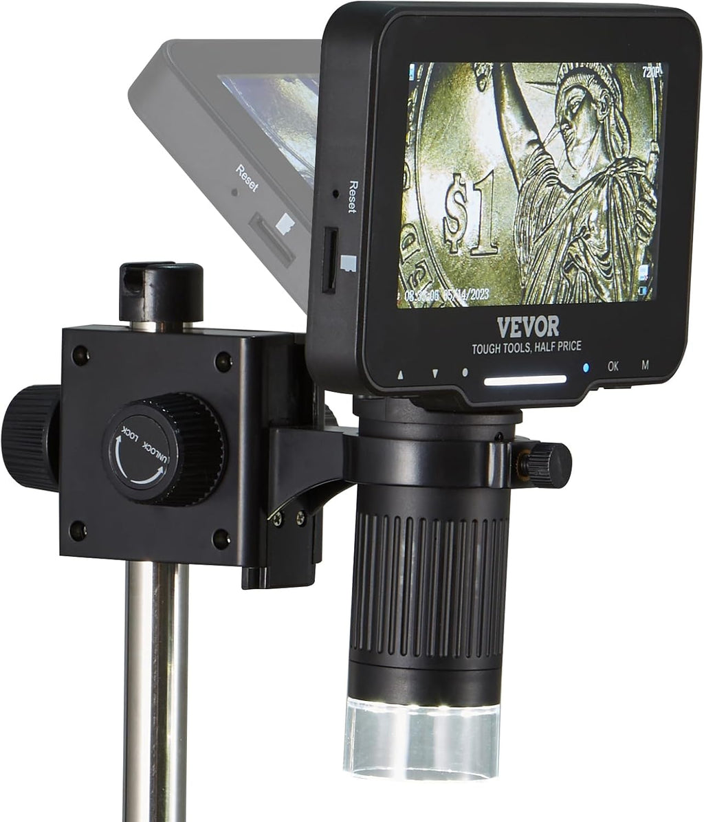 LCD Digital Microscope 4.3" IPS Screen 50X-1000X with 8 LED Lights W654498