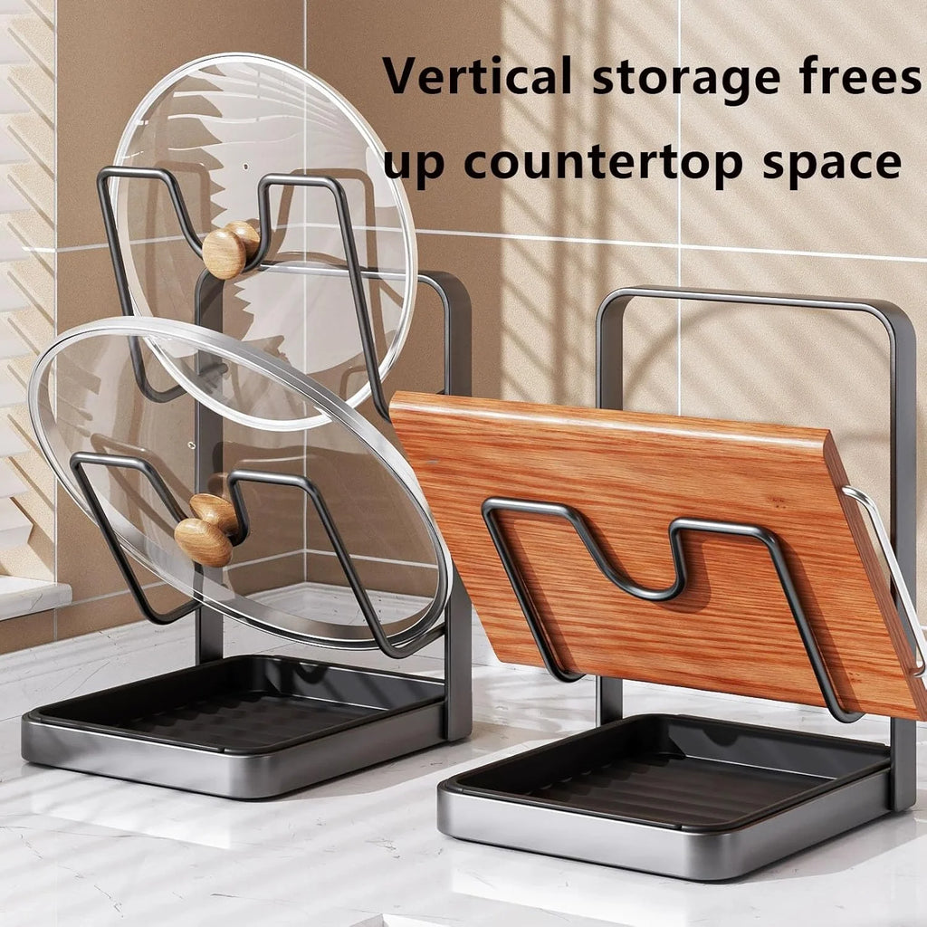Pot Lid Storage Rack, 304 Stainless Steel, with Removable Drip Tray O545