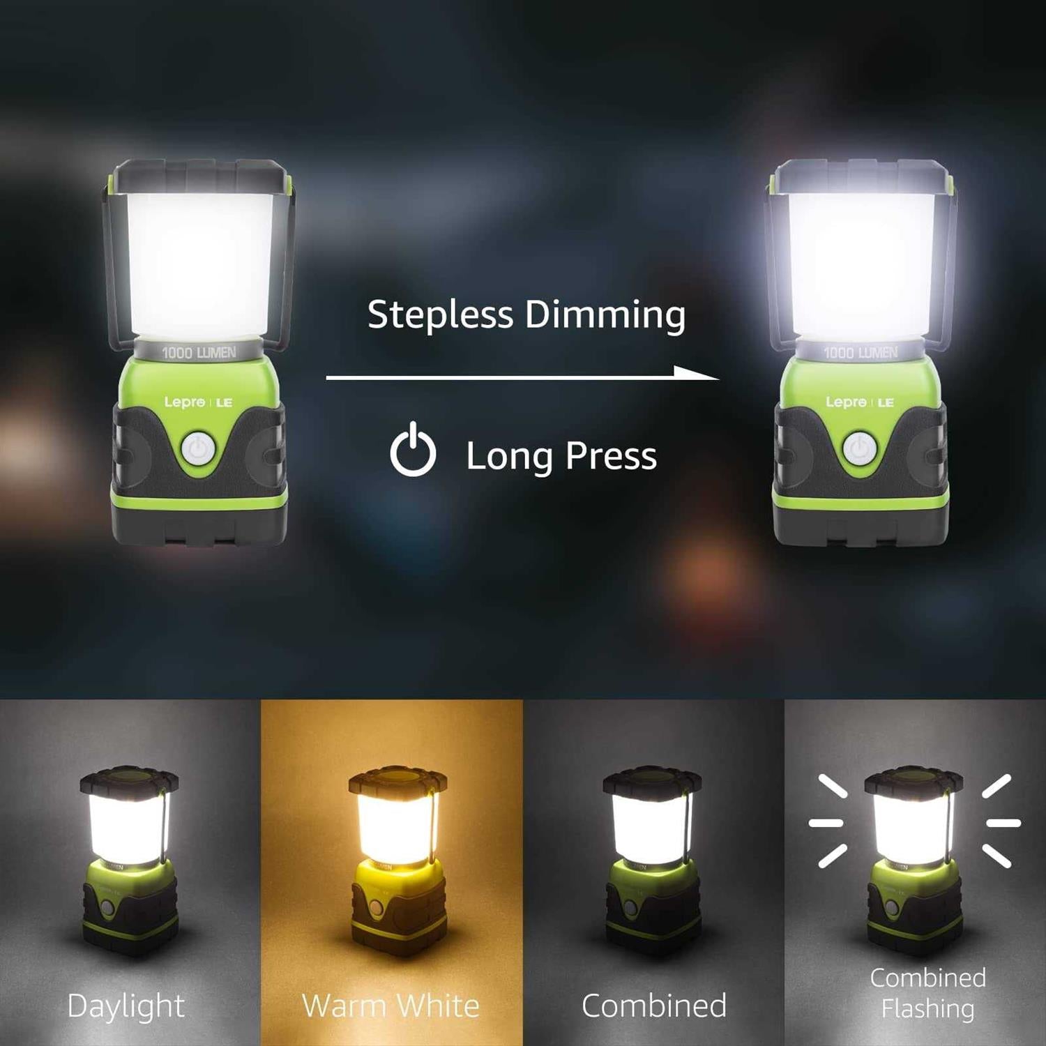 LED Camping Lantern, 1000LM, 4 Light Modes K395397