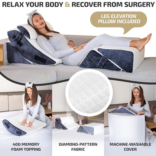 Adjustable Wedge Pillow Set with Leg Elevation for Back Support X74341