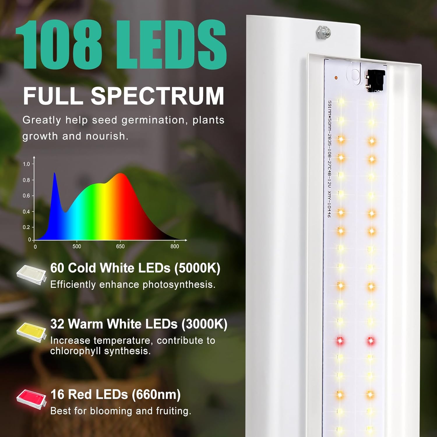 Grow Light Stand with LED Plant Lighting, Timer and Adjustable Height I38920