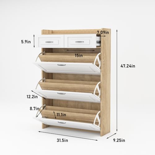 Shoe Cabinet with 3 Flip Drawers for Entryway F85048