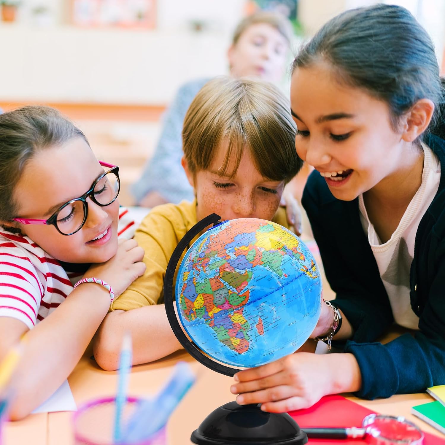 8 Inch Spinning Globe with Stand for Kids Geography Learning Y3746