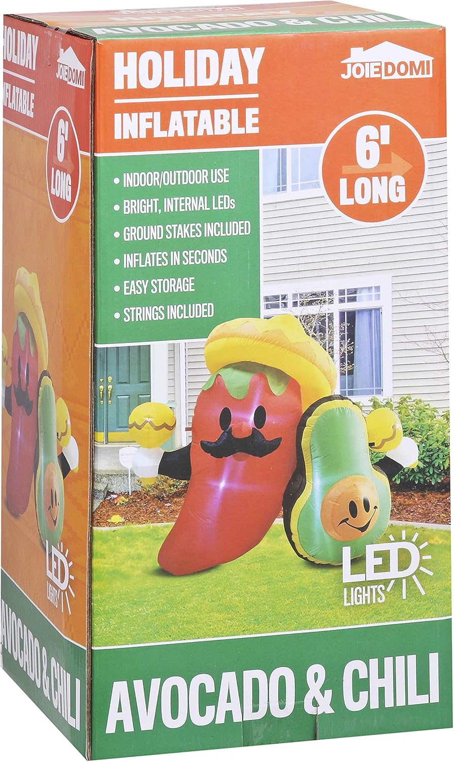 6 FT Inflatable Avocado and Chili Party Decoration with LEDs Y754
